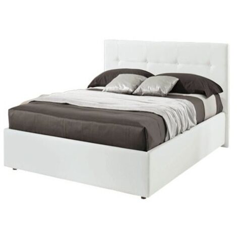 Letto singolo con contenitore Napoli ecopelle colore bianco (1/5)