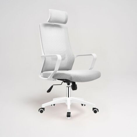 Poltrona ufficio Ica colore bianco poggiatesta regolabile e schienale traforato (1/5)