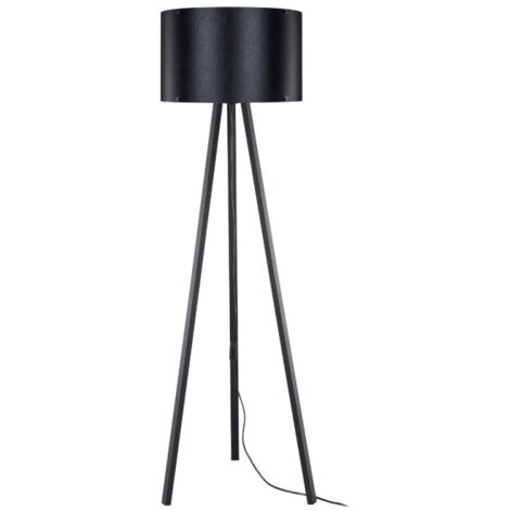 Lampada da terra treppiede con paralume tessuto nero - Piko