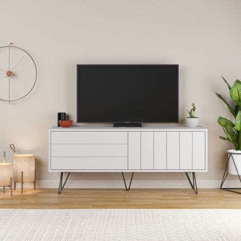 Mobile porta TV 139 cm in legno con due ante a ribalta colore bianco - Piccadilly (1/5)
