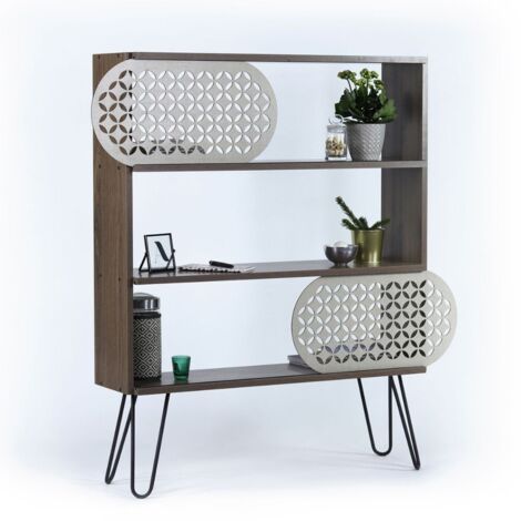Libreria 3 ripiani Illia 94x25x117 MT190511 colore noce e gambe nere (1/5)