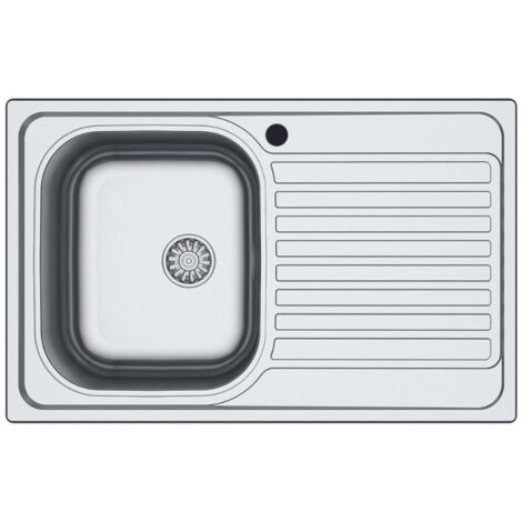 Lavello cucina vasca acciaio inox da incasso gocciolatoio dx 50x79 cm(N273DX35)