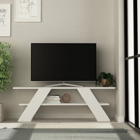 Mobile Porta TV 120x40 cm aperto con due ripiani colore bianco - Farfalla (1/3)