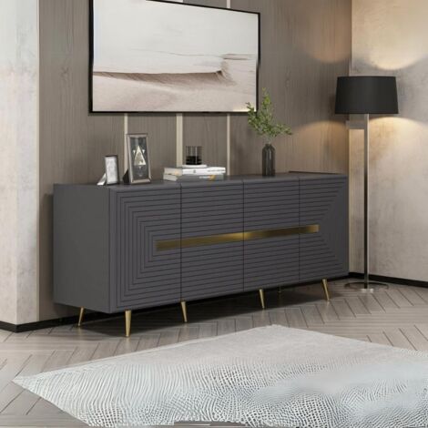 Madia in legno 180 cm con 4 ante colore antracite e particolari oro - Jose (1/5)