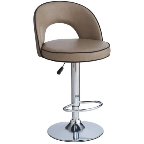 Sgabello in ecopelle tortora e gamba metallo colore inox - Liam (1/5)