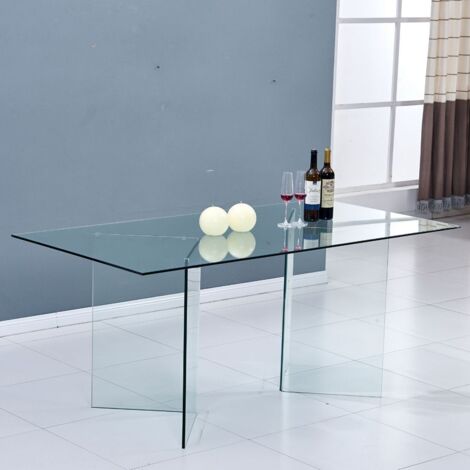 Tavolo in vetro trasparente temperato Nespolo 180x90x78H (1/5)