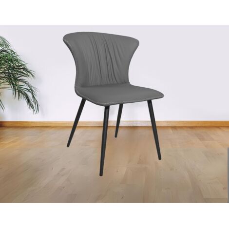 Sedia con gambe in metallo nero e schienale avvolgente colore antracite Core (1/5)