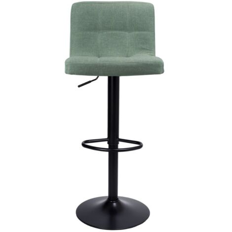 Sgabello con seduta regolabile tessuto verde e base metallo nero opaco - Mokav