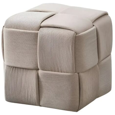 Pouf quadrato colore tortora effetto intrecciato Den 39x39x39H