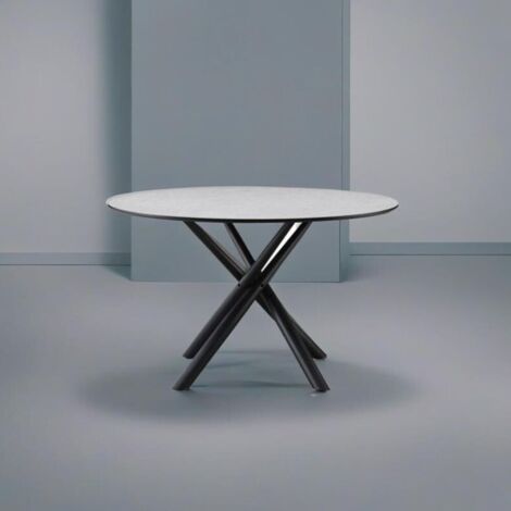 Tavolo rotondo Logan piano cemento e gambe nere 120x120x76.5H (1/5)