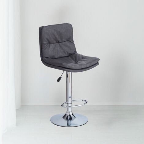 Sgabello in ecopelle colore grigio e gamba in metallo - Desir (1/4)