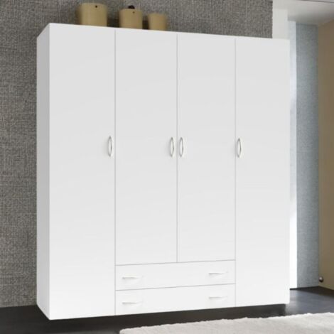 Armadio con 4 ante e 2 cassetti colore bianco 160x177H cm - Seba 4 (1/5)