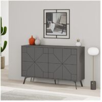 Madia 4 ante con disegno geometrico Dune 123x35x77,4 colore antracite