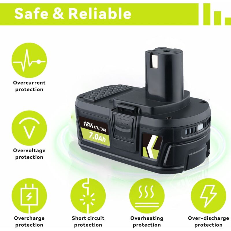 2 Batteries 18V 5.0Ah Pour Ryobi One+ – Compatible Avec Nombreux Modèles – Autonomie Longue Durée, Indicateur LED - 8