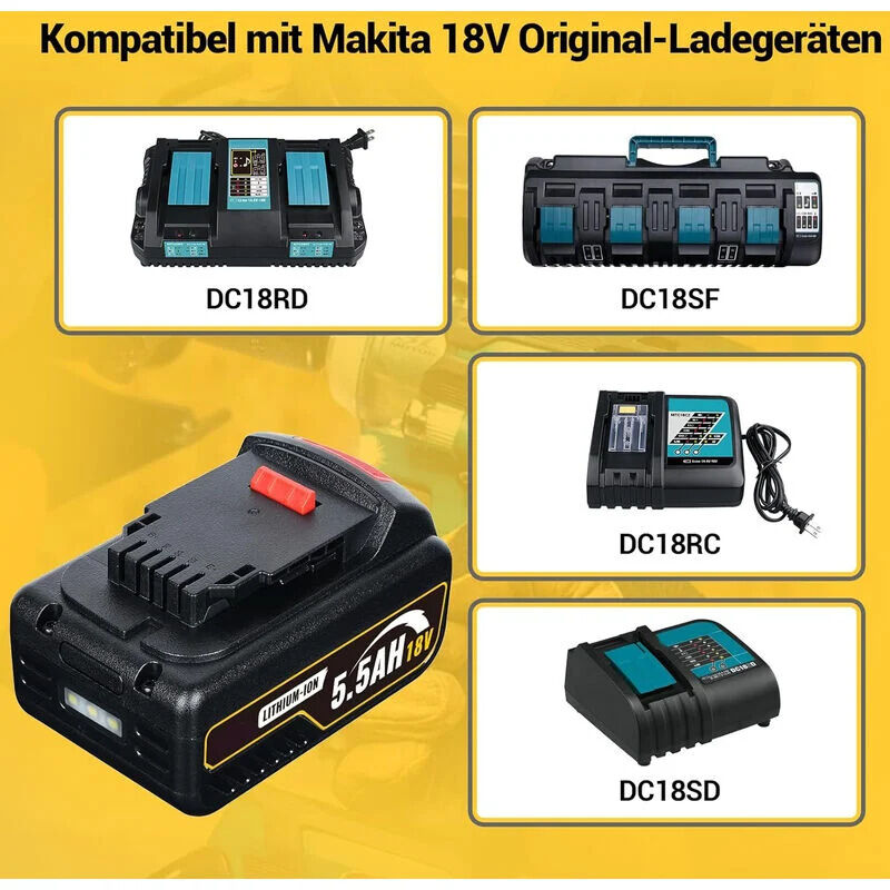 Batterie De Rechange 18V 5.0Ah Pour Makita BL1850 BL1850B