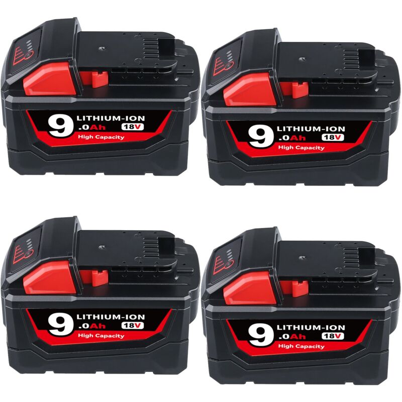 4-Pack 6.0Ah Lithium-Ion Battery For Milwaukee M18 18V Tools – Extended Capacity, 48-11-1860 Replacement