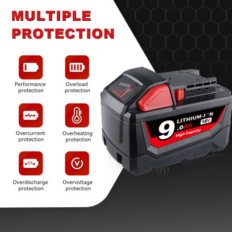 3X 5.0Ah 18V Batterie pour Milwaukee M18 Outils sans Fils 48-11-1850 48
