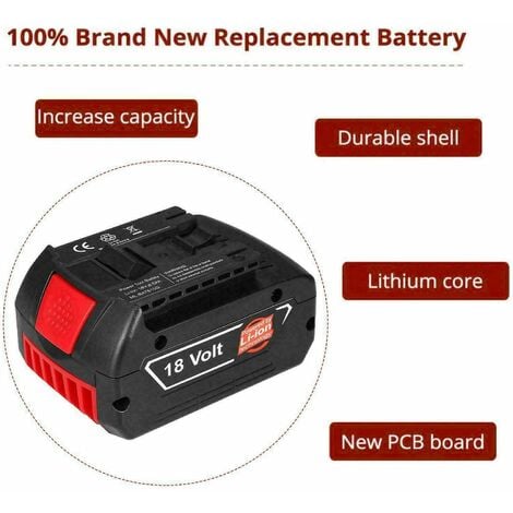 18V 6,5AH pour Bosch BAT610G Batterie Li-ion Remplacement avec LED 8 pièces  / Compatible avec BAT610G BAT618G BAT620 BAT621