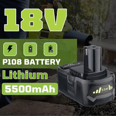 5.5Ah 18V Li-Ion pour Ryobi ONE batterie RB18L40 RB18L50 RB18L25 RB18L13 P108 P107 P122 P104 P105 P102 P103