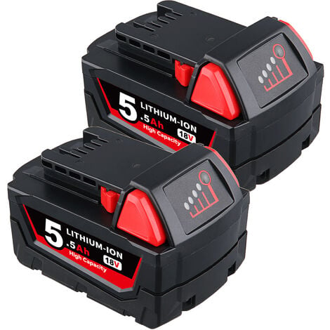 2X 5.5Ah 18V Batterie de Remplacement pour Milwaukee M18 48-11-1850  48-11-1852