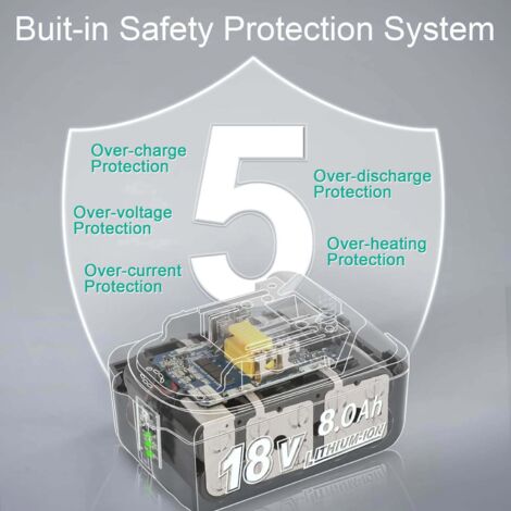 Powarobor Lot De 2 BL1850B 18V 5,50Ah Li-ION Batterie De Remplacement Compatible Avec Makita Outils électriques Sans Fil 18V BL1850B BL1860B BL1830B BL1850 BL1860 BL1840 Batteria Avec Indicateur LED