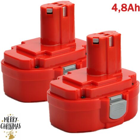Pdstation – Pack de 2 batteries Ni-MH 4,8 Ah 18V – Compatible avec Makita PA18, 1822, 1823, 1834, 1835 – Longue durée de vie sans effet mémoire - 194105-7 (1/5)