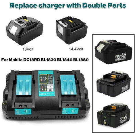 Chargeur Double Makita 6A Rapide – 18V/14,4V – Prise UE – Compatible DC18RC Et DC18RD