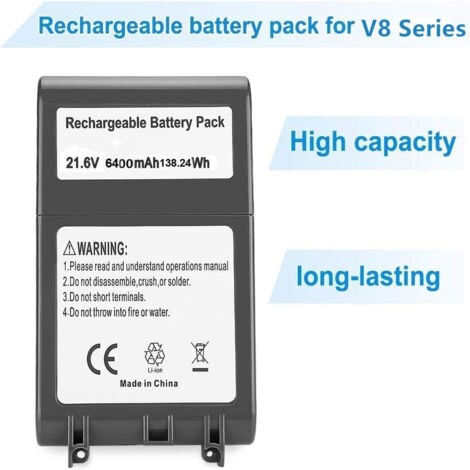 Batterie de Rechange 21,6V 6400mAh pour aspirateur Dyson V7 Fluffy