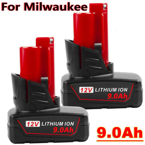 2X 12V 9Ah M12 Pour Milwaukee Batterie de rechange M12B6 LITHIUM 48-11-2402  M12B5 48