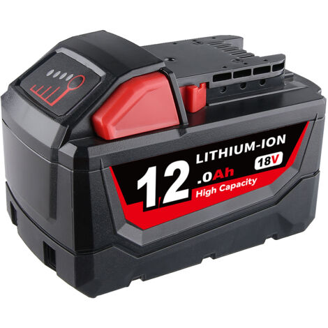 PDstation 12Ah 18V Pour Milwaukee M18 Batterie Li-ion Haute Capacité 48-11-1890 48-11-1860 48-11-1812 M18 18Volt HD18CS0,M18BMT,HD18AG0,M18FID2,M18ONEFHIWF12-0,M18CHX-0,M18CSX-0