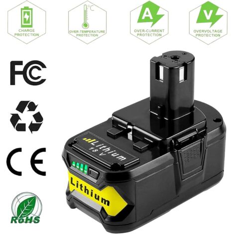 2x Batterie Ryobi 18V 5.5Ah - Remplacement P108 RB18L50 - Li-ion Sans Effet Mémoire - Pour Outils Sans Fil