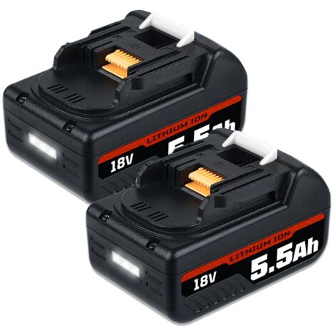 Nouvelle 2 pièces batterie de rechange pour Makita Batterie 18V 5500mAh Li-ion Avec éclairage LED Batterie de rechange pour Makita Batterie 18V BL1860B BL1860 BL1850 BL1850B Avec affichage LED de la b (1/5)