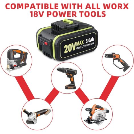 2X 7.0Ah batterie de rechange WA3553 pour Worx 20V batterie outils électriques WA3551 WA3572 WA3553 WX390 WX176 WX178 WU268 WX166.4 WX372.1 WX800