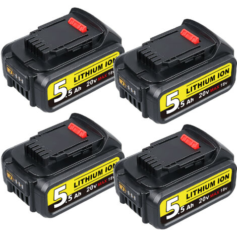 4 pièces 18V 5.5Ah batterie de rechange pour Dewalt batterie 18v DCB184 DCB182 DCB200 DCB201 DCB180 DCB181 (1/5)