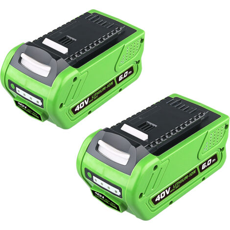 Pdstation – Lot de 2 batteries lithium-ion 40V 6000mAh – Compatibles Greenworks G-MAX 40V – Performance prolongée pour outils de jardinage - GWL1820