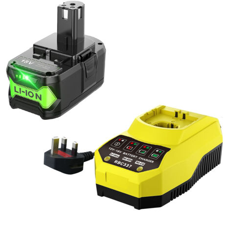 Batterie de rechange Ryobi 18 V P108 P102 9.0 Ah et chargeur P117, compatibles avec les outils sans fil Ryobi 18 V P103 P104 P105 P107 P109 P190 P191 P122 (1/5)
