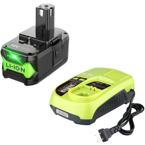 Remplacement de 9.0 Ah pour batterie Ryobi 18 V avec chargeur P117B. Compatible avec batterie Ryobi 18V P102 P103 P104 P105 P107 P108 P109. Ensemble batterie et chargeur avec port USB (1/5)