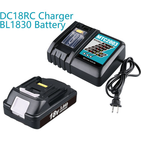 Batterie 3,0 Ah 18 V (1 pack) et chargeur 3 A DC18RC de remplacement compatible avec les batteries lithium-ion 18 V Makita BL1860 BL1850 BL1840 BL1830 pour outils électriques sans fil (1/5)