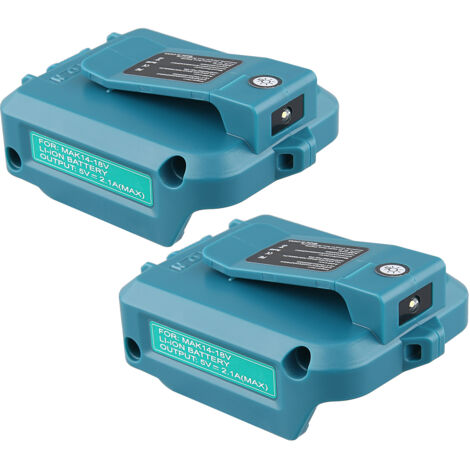 2 PCS USB Adaptateur de chargeur d'alimentation Convertisseur LED Remplacement pour MAKITA ADP05 Adaptateur de batterie Li-ion 14-18V compatible avec la batterie MAKITA 14-18V
