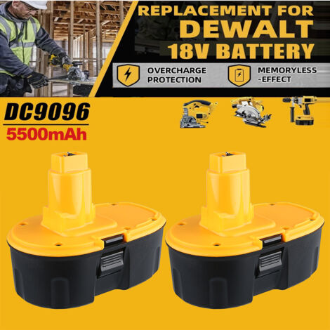 2X 18V 5.5Ah Ni-MH Batterie pour Dewalt DE9039 DE9095 DE9096 DE9098 DE9503 DV9095 DV9096 DW9098 DC9096 DC9098 DC9099
