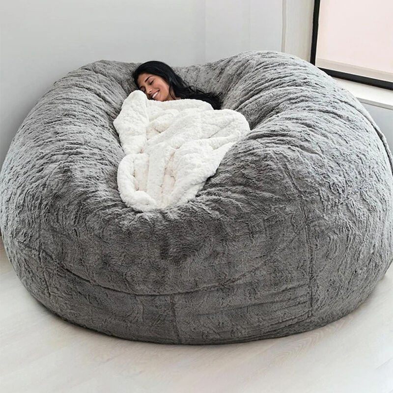 Casa Spugna Letto Bean Bag Fodera per sedia Fodera Camera da letto  matrimoniale Balcone Divano grande Rotondo Morbido e soffice Copertura Senza  otturazioni Solo copertura Grigio