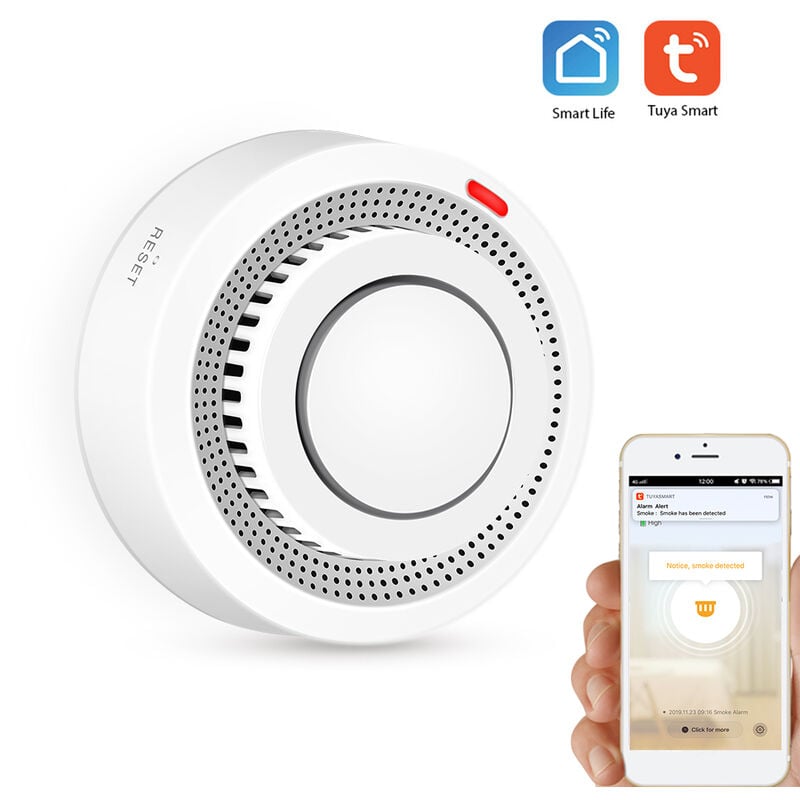 Rilevatore di fumo intelligente Tuya WiFi Allarme di rilevamento di fumo  intelligente Supporto APP mobile Controllo remoto