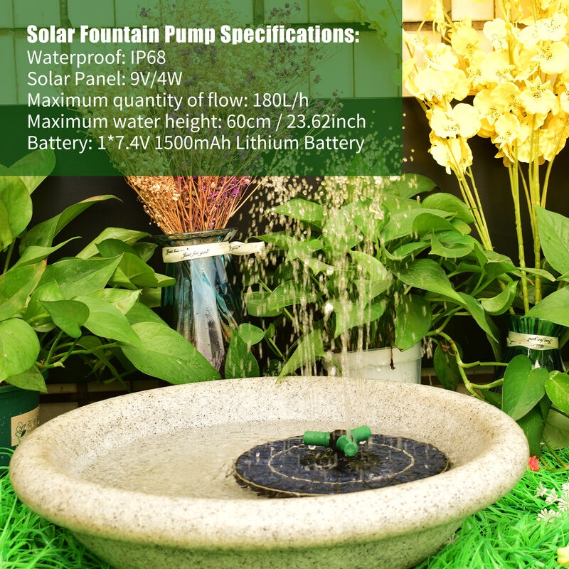 Fontana Solare Per Esterni Biling, Pompa Da Laghetto 2.5W Con 6 Ugelli, Alimentazione Solare