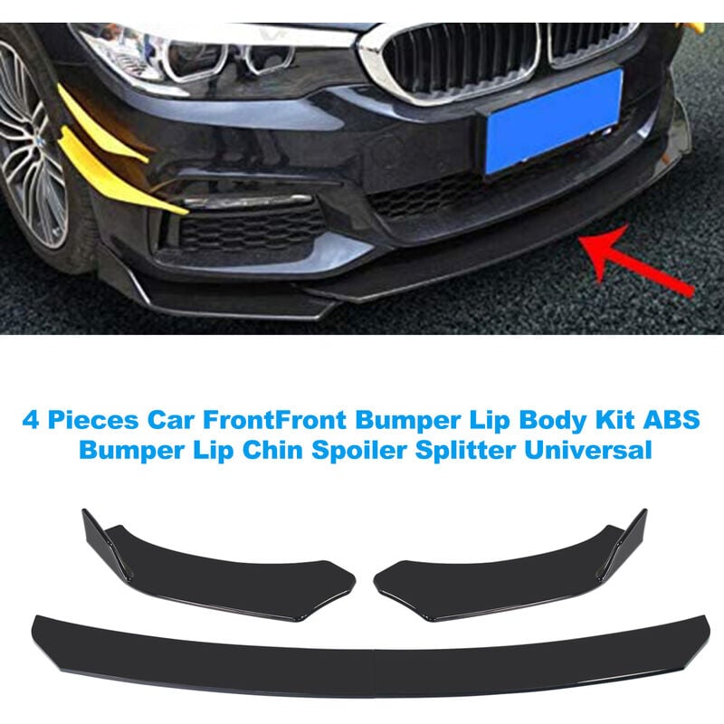 Kit labbro paraurti anteriore auto ABS 4 pezzi Splitter spoiler mento  universale