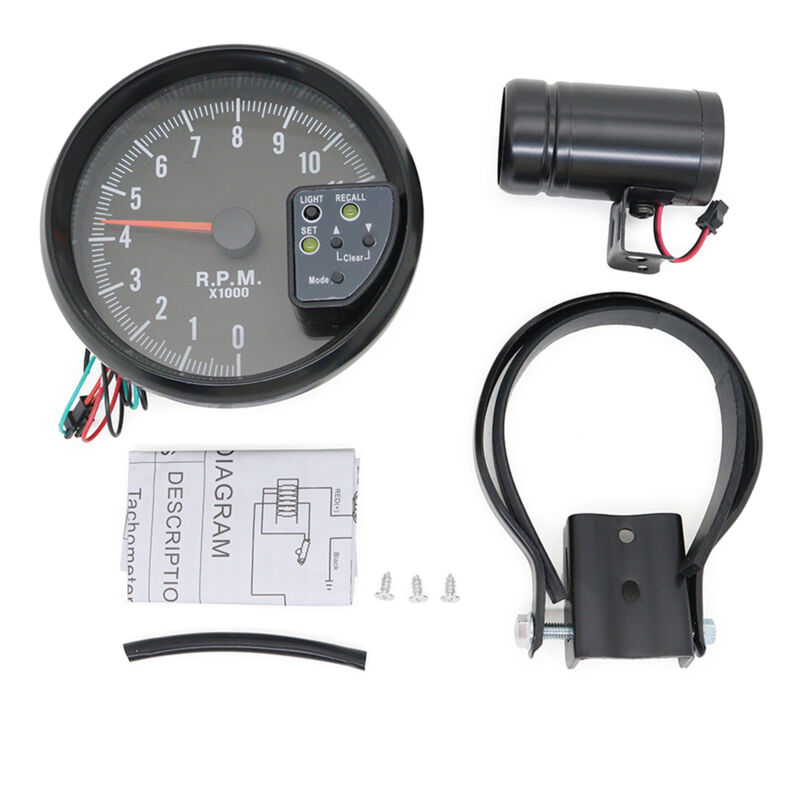 Stage 6 Contagiri Digitale LCD, Tachimetro Per Auto Da 2 Pollici RPM Display Luce Blu Rossa, Contagiri Motore Universale Adatto Per Serie EVO 12V Manometro Turbo - 11