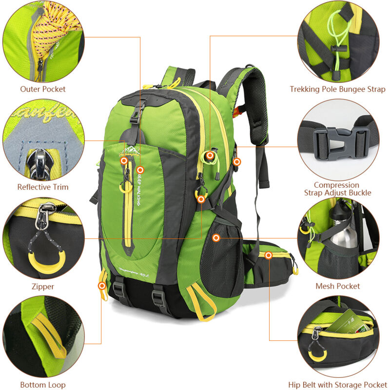 Zaino Escursionismo 40L Bseash - Leggero, Resistente All'Acqua Per Trekking E Viaggi - Foto 9
