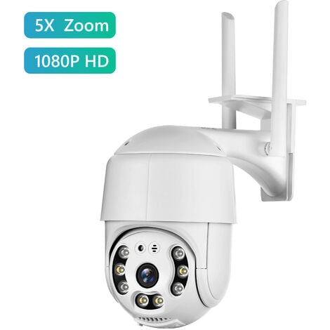 Telecamera di sicurezza PTZ per esterni, telecamera di sorveglianza  domestica 1080p con panoramica/inclinazione, audio bidirezionale