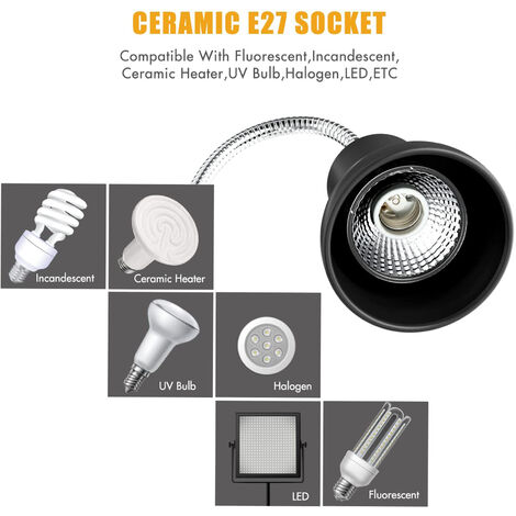 Lampadina Riscaldante Ceramica Per Rettili 25W - Nero Con Attacco E27