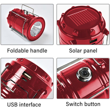 Lanterna a led da campeggio con batteria 18650 ricaricabile usb lampada di  emergenza portatile