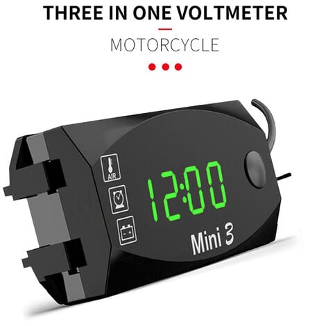 Moto DC 6V-30V 3 in 1 Orologio digitale + Termometro + Voltmetro di tensione  IP67